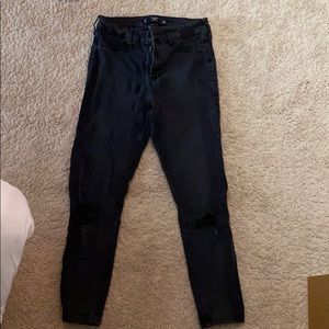 Cropped black hollister jeans